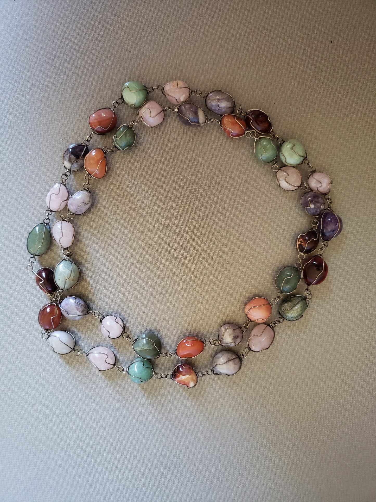 Tumbled Mineral Rock Gemstone Beaded Necklace
