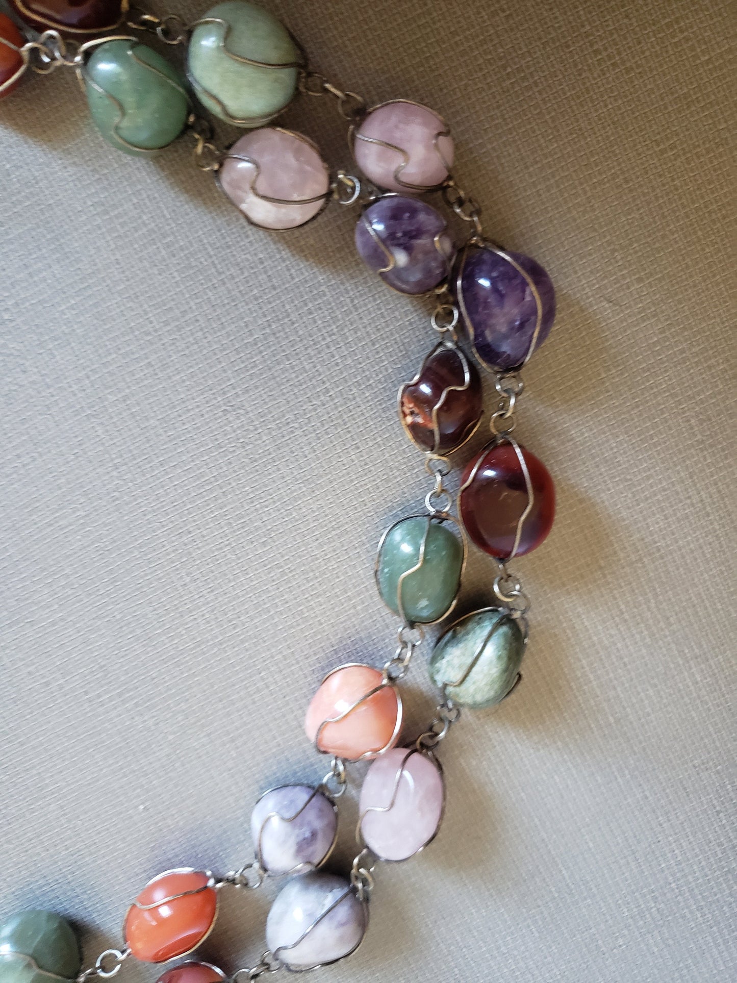 Tumbled Mineral Rock Gemstone Beaded Necklace