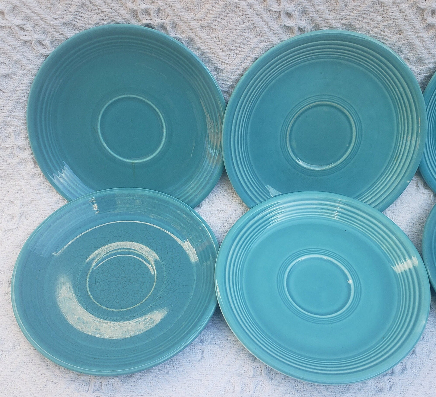 Set of 8 Vintage Fiesta Pottery Tea Cup Saucers