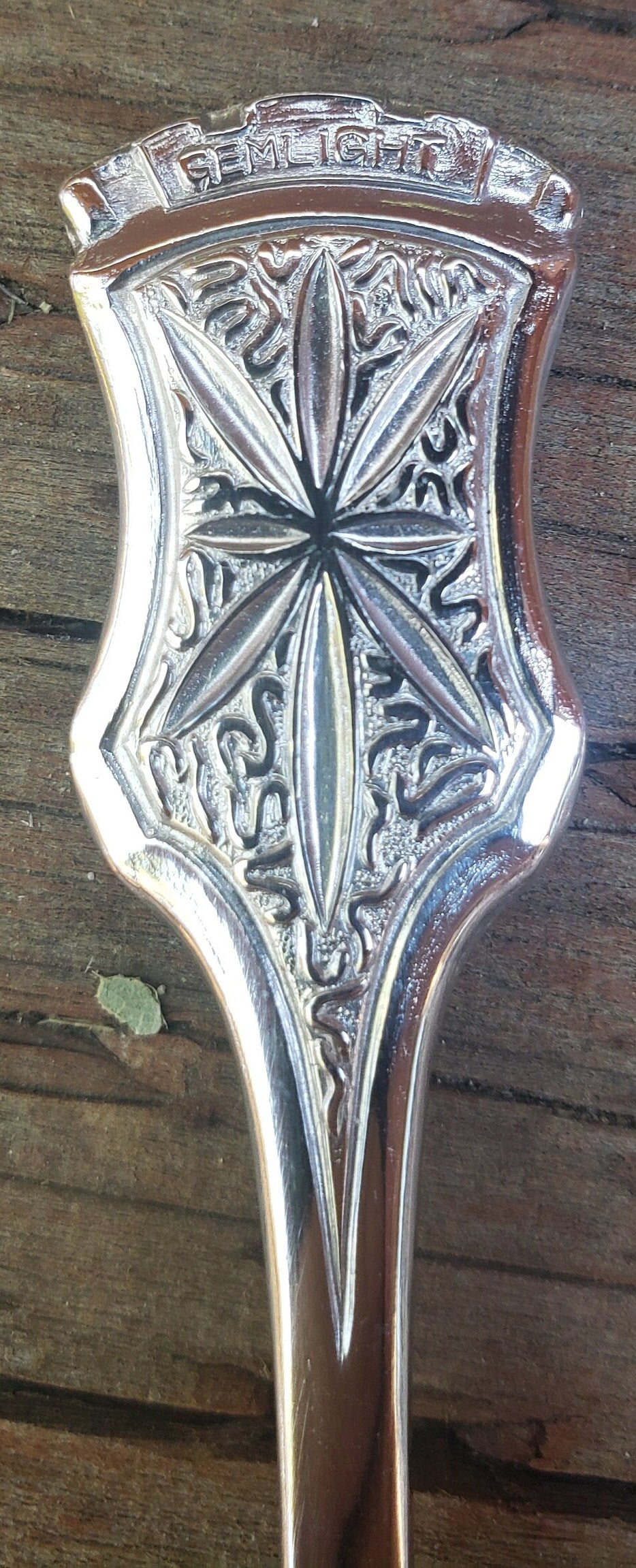 Vintage W Brite Ceramic and Silver Engraved Dessert Spoon