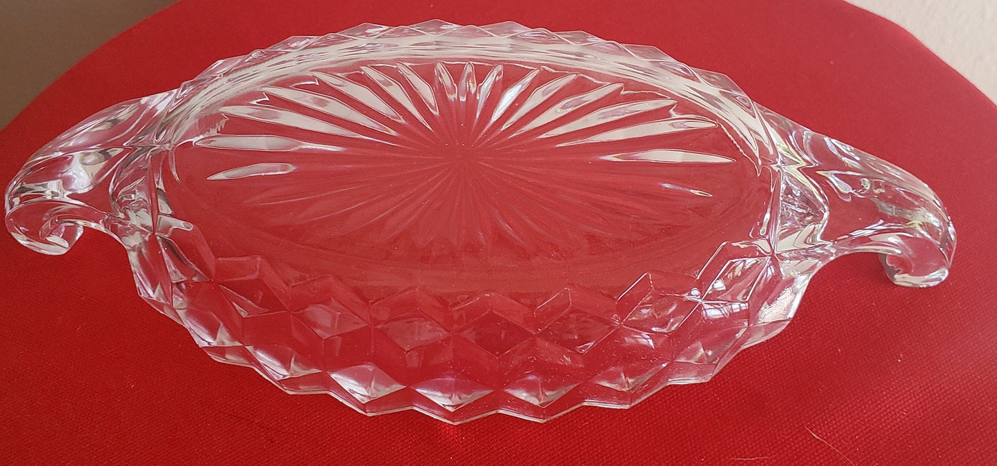 Vintage American Fostoria Clear Glass Relish Dish Set
