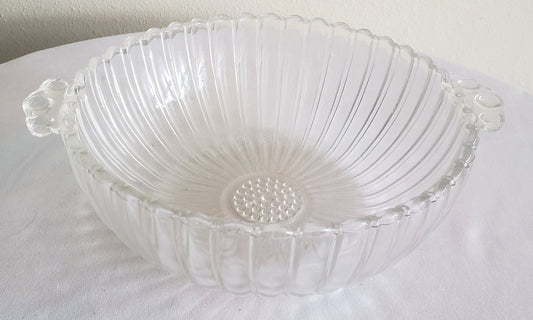 Vintage Clear Glass Berry Bowl in Sunflower Pattern