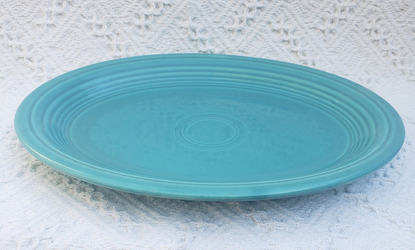 Vintage Turquoise Fiesta Platter and Harlequin Oval Baker