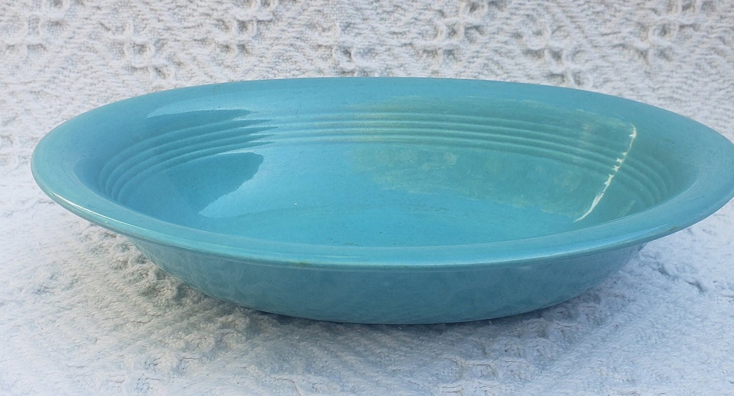 Vintage Turquoise Fiesta Platter and Harlequin Oval Baker