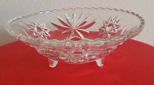 Vintage Anchor Hocking Stars and Fans Footed Dish