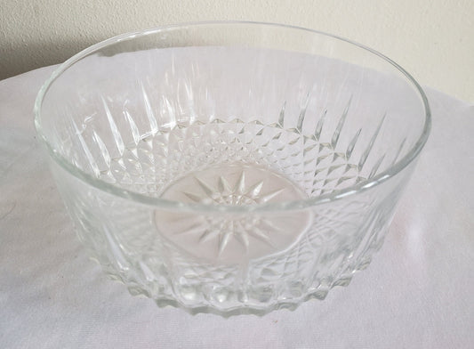 Vintage Cut Glass Crystal Bowl with Diamante Starburst Pattern