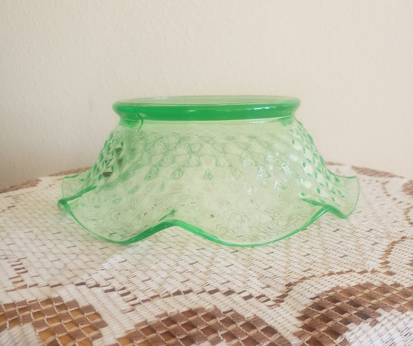 Vintage Green Glass Fruit Bowl