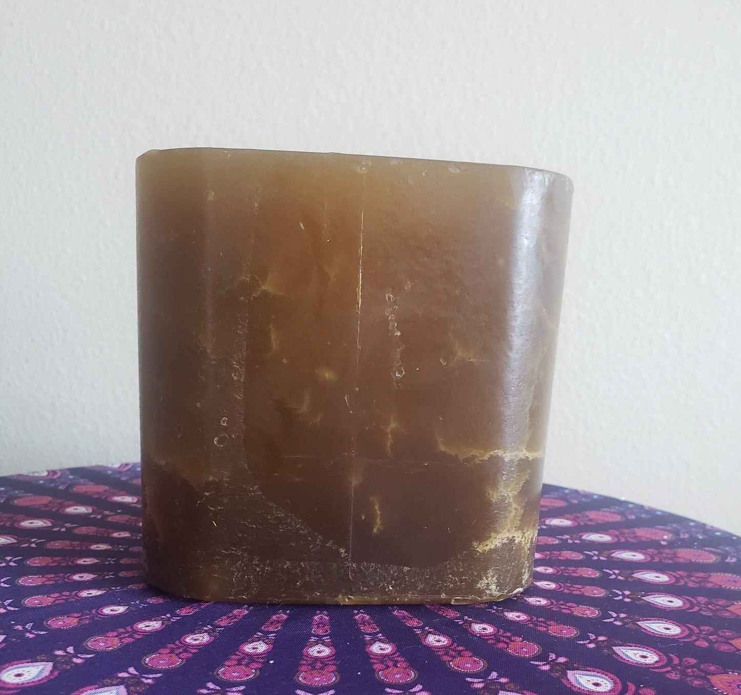 Real Wax Flameless Votive/Tealight Candle Holder - Distressed Honey/Amber Beeswax Color