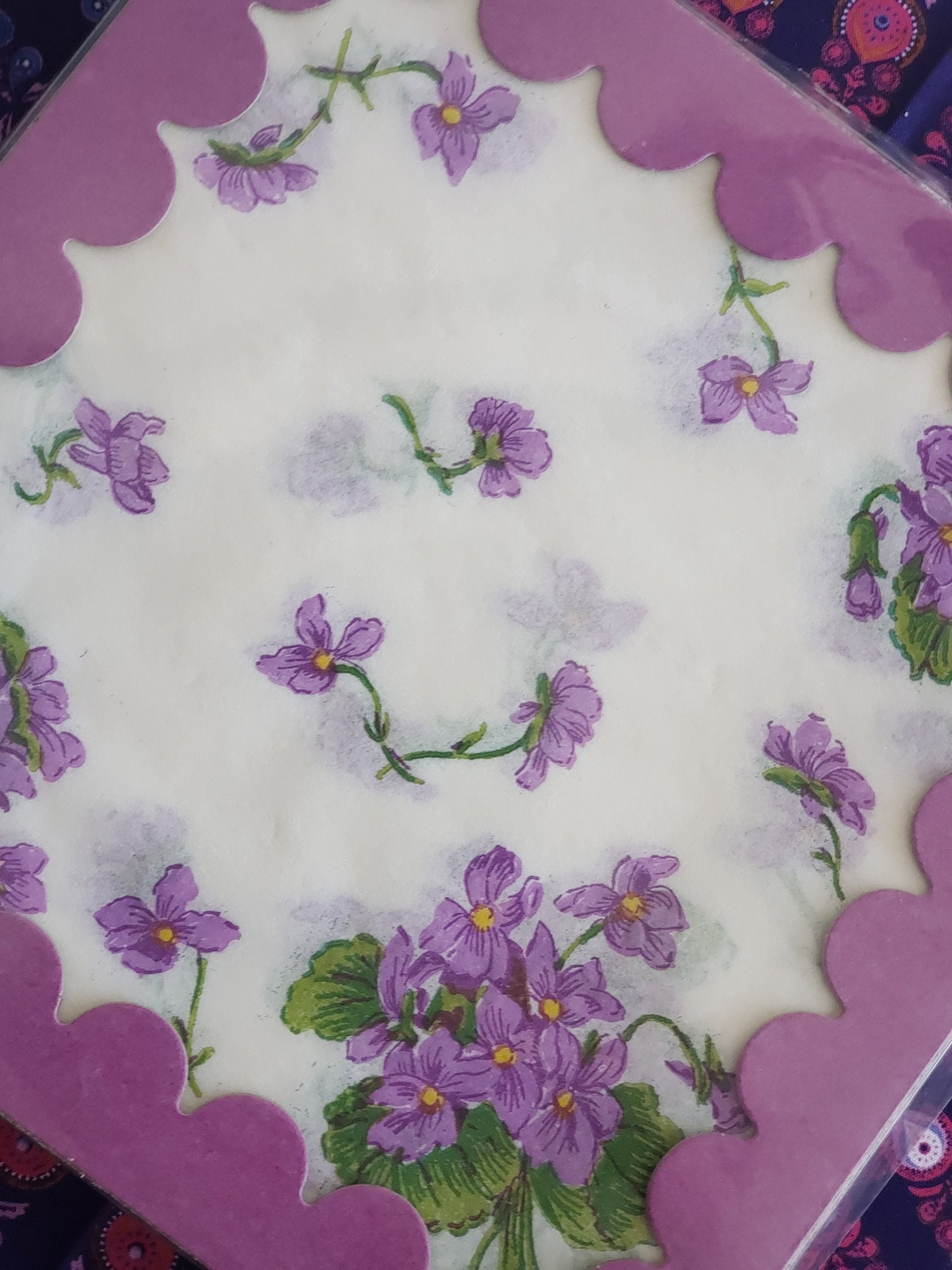 Vintage Paper Table Napkins - Purple Flower Bouquets