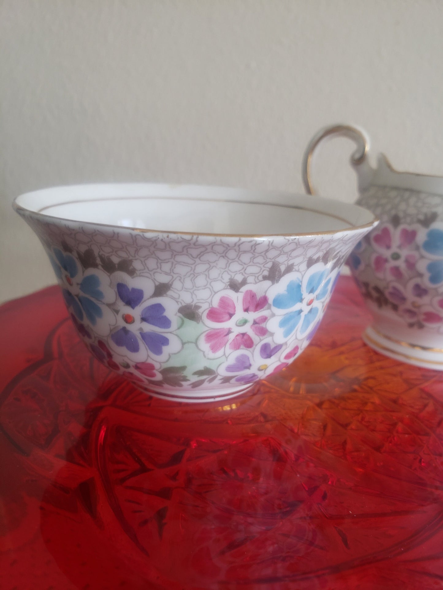 Vintage Tuscan Fine Bone China Sugar Bowl and Creamer Set