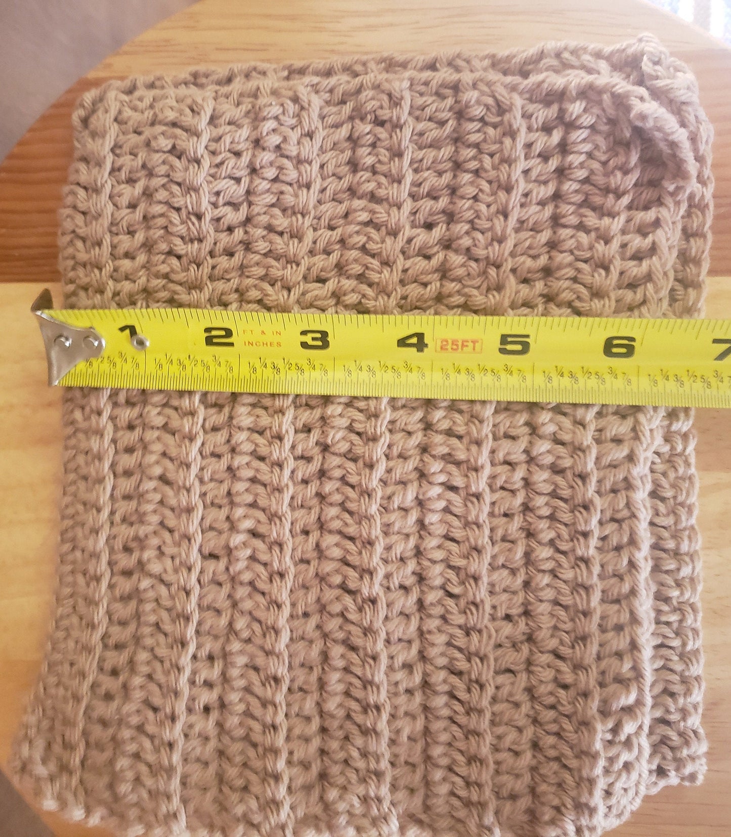 Set of 2 Hand-Knitted Dishcloths (Tan/Khaki)
