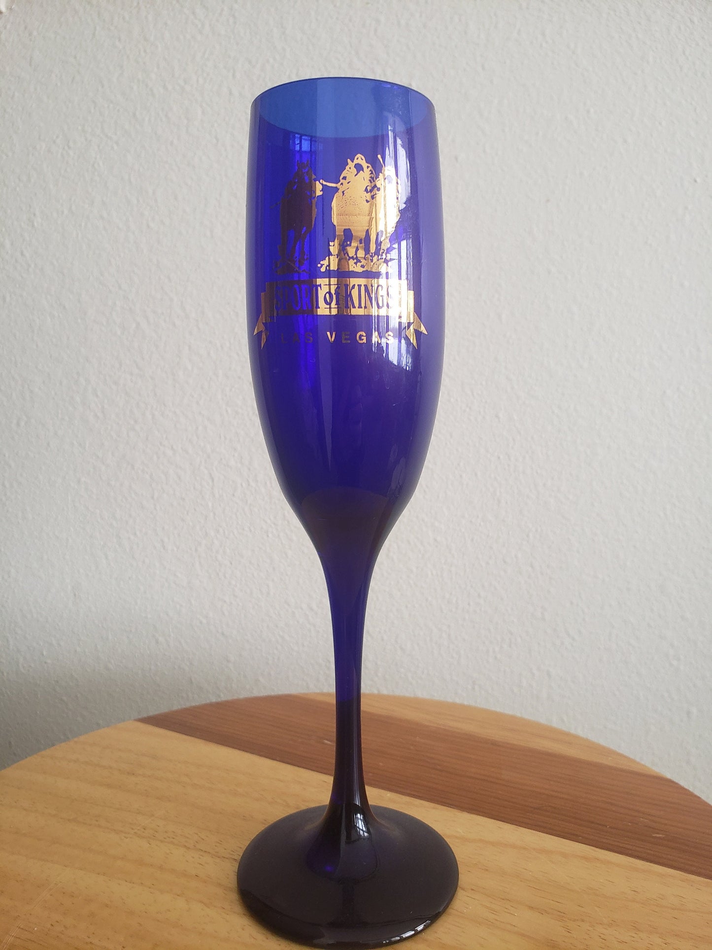Vintage Sport of Kings Cobalt Blue Trumpet Champagne Flute (Prototype)