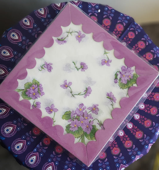 Vintage Paper Table Napkins - Purple Flower Bouquets