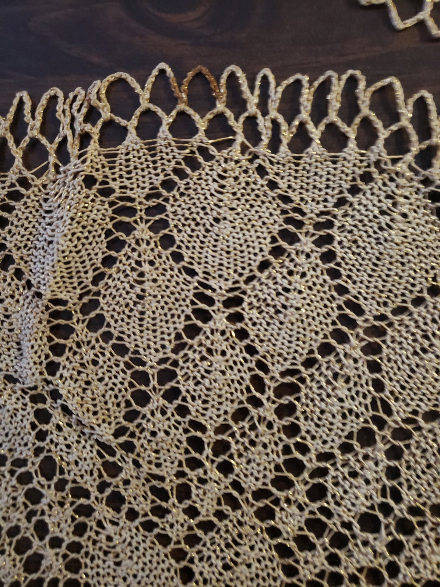 Set of 3 Vintage Beige and Gold Doilies
