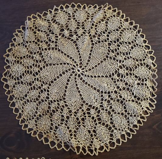 Set of 3 Vintage Beige and Gold Doilies