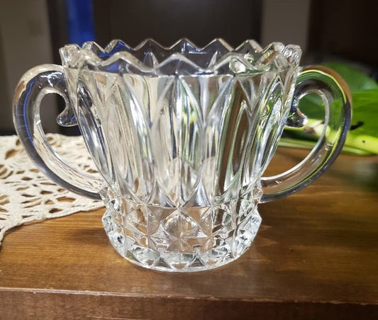 Vintage Cut Glass Open Sugar Bowl