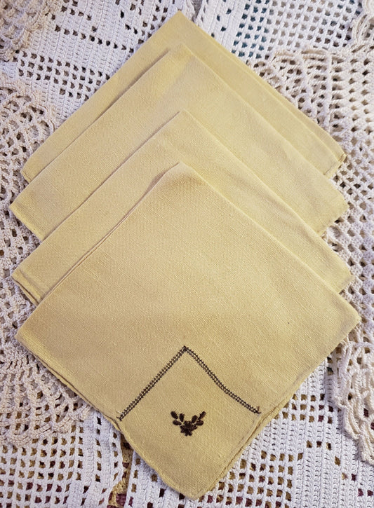 Vintage Ecru Color Napkins With Embroidery