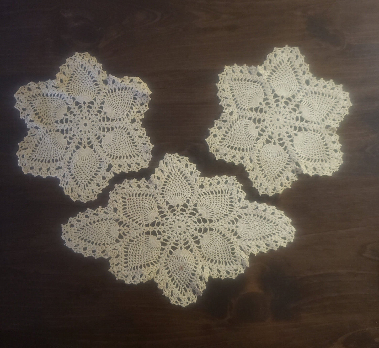 Vintage Handmade Crocheted Doilies - Set of 3