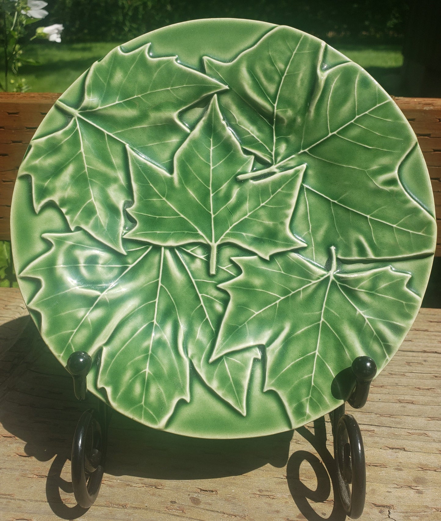 Vintage Bordallo Pinheiro Majolica Portugal Caldas Da Rainha Maple Leaf Plate and Bowl