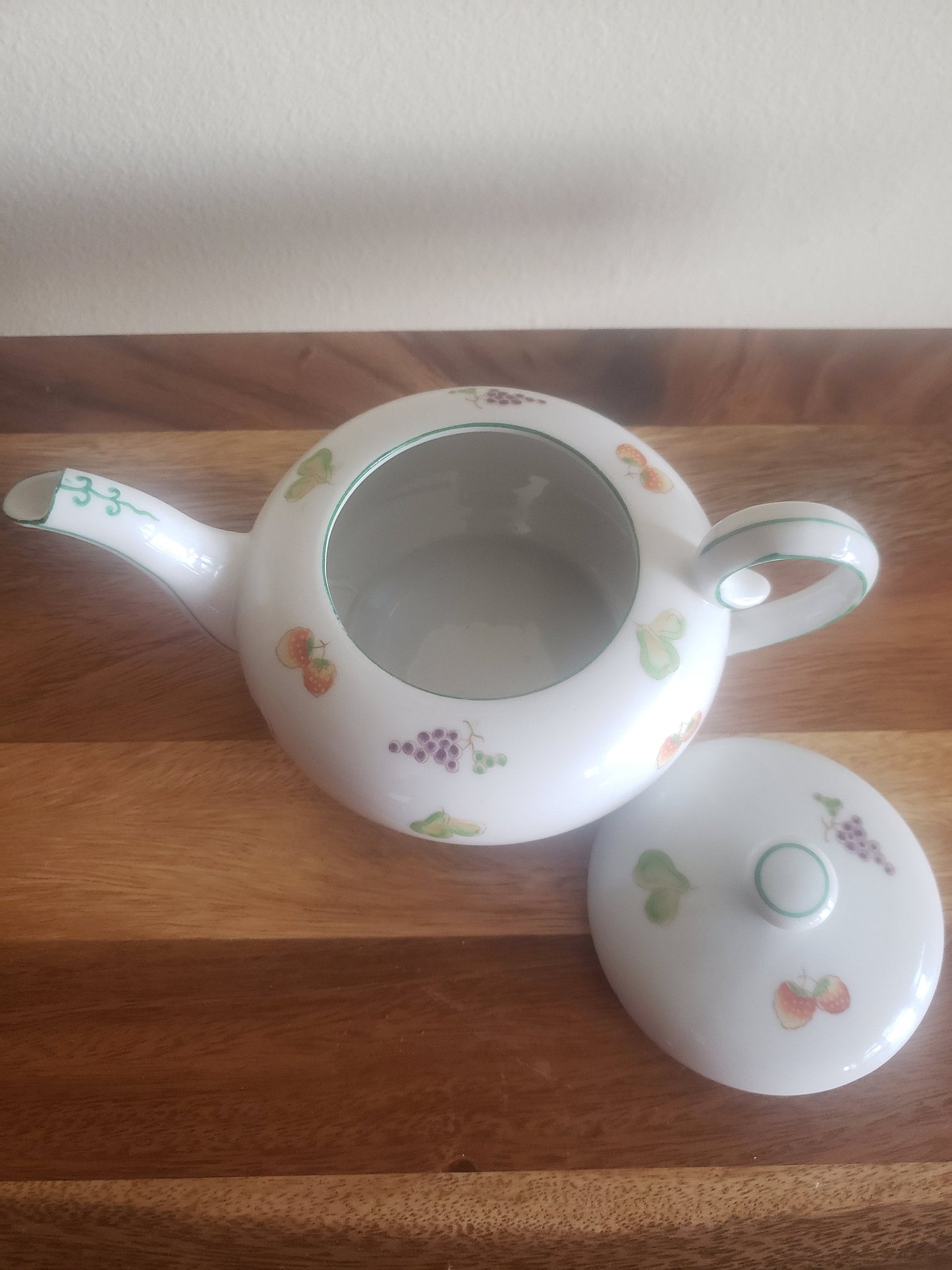 Vintage Fruit Motif Porcelain Teapot