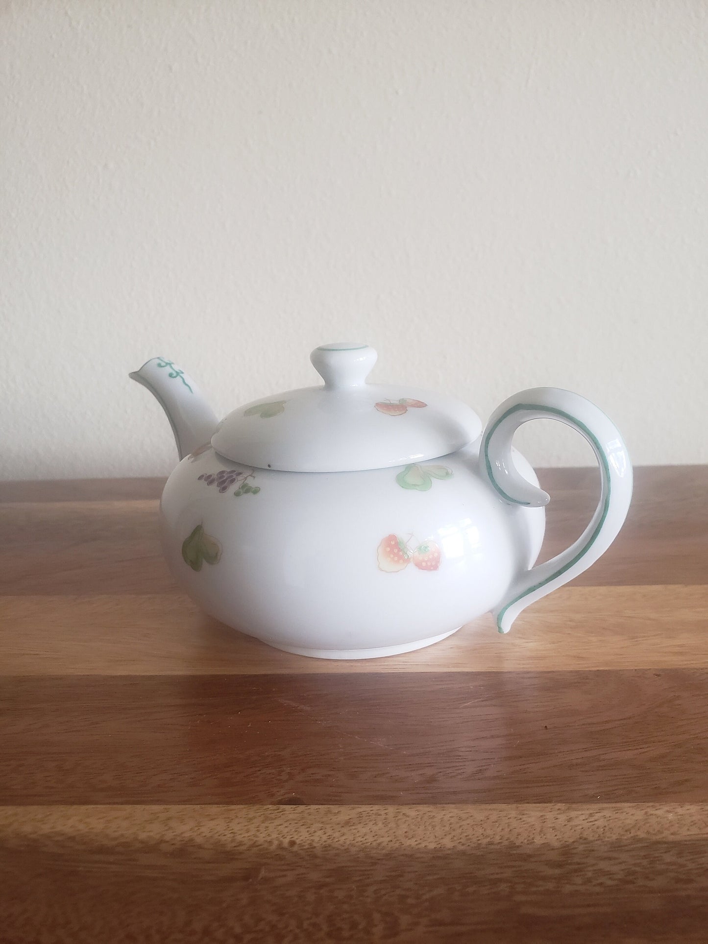 Vintage Fruit Motif Porcelain Teapot