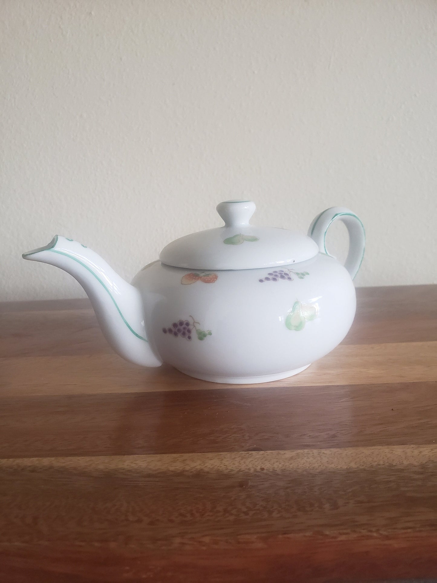 Vintage Fruit Motif Porcelain Teapot