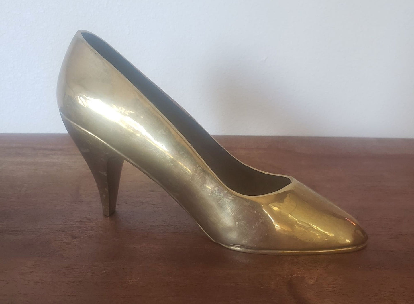 Vintage Brass Shoe Figurine - Unique High Heel Design