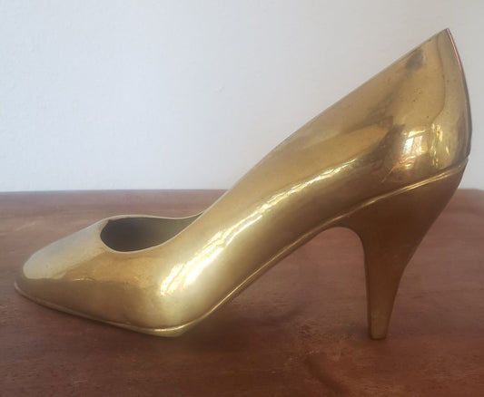 Vintage Brass Shoe Figurine - Unique High Heel Design