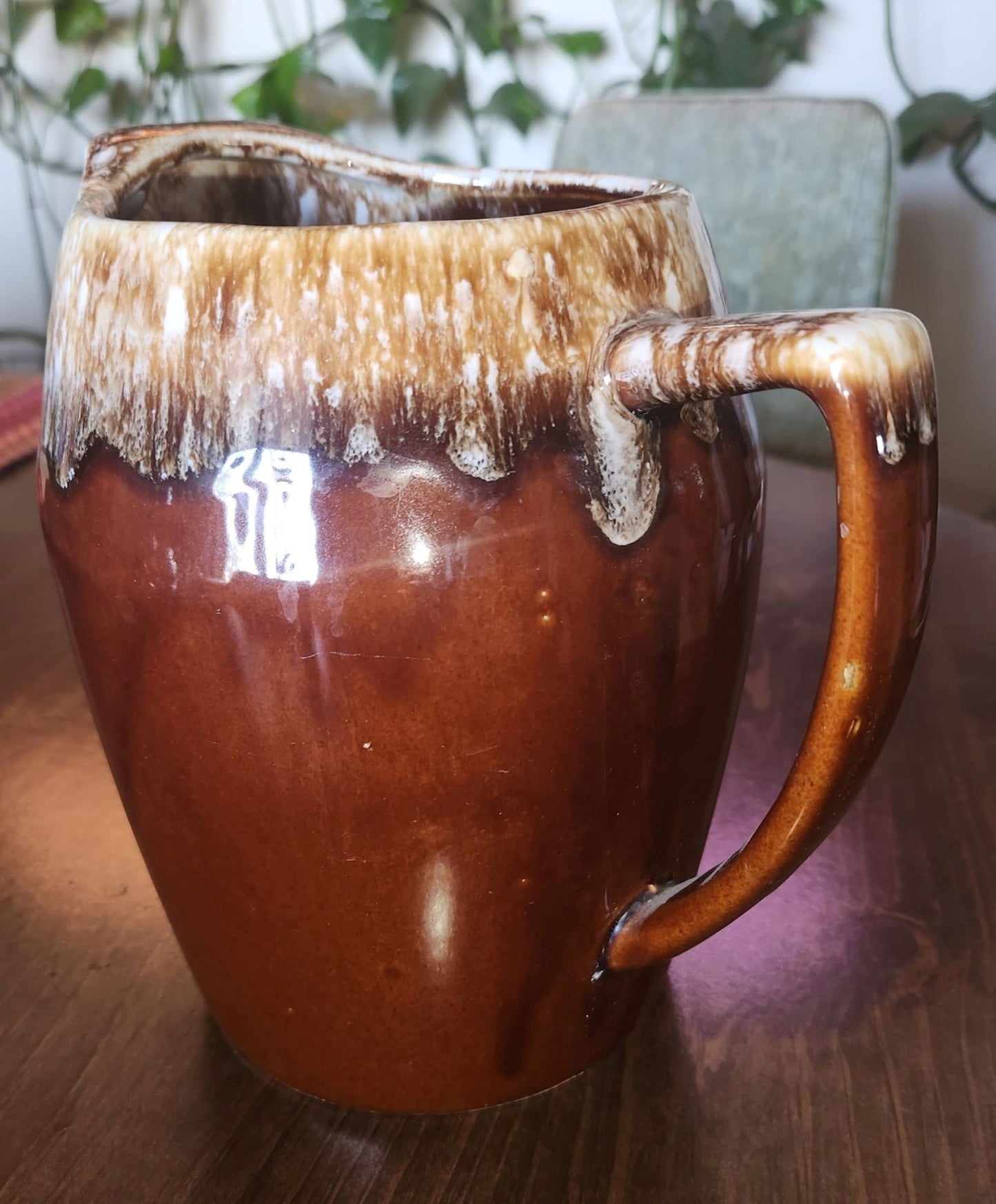 Stunning Brown Drip Glaze Water Pitcher by McCoy Pottery
