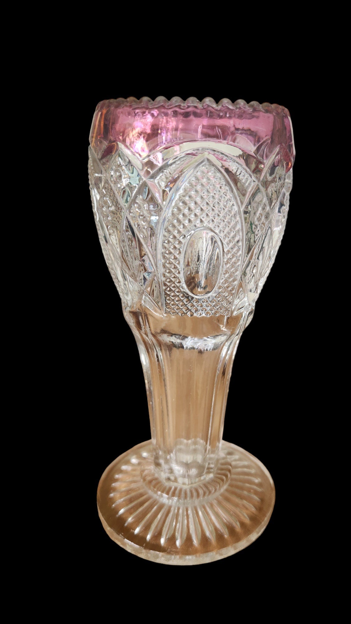 Antique Bud Vase, Early American Pressed Glass